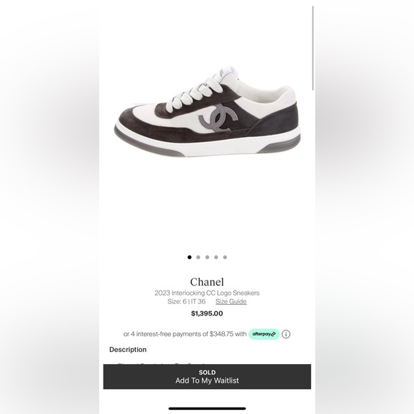 CHANEL 2023 BLACK AND WHITE SUEDE KIDSKIN SNEAKERS. SIZE 36.5. SOLD OUT - Picture 2 of 9